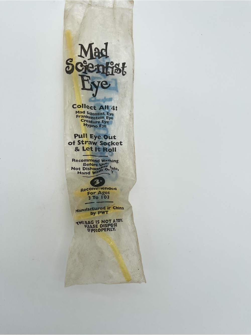 Vintage 1990's Taco Bell Floating Eyeball Crazy Straw Mad scientist Eye